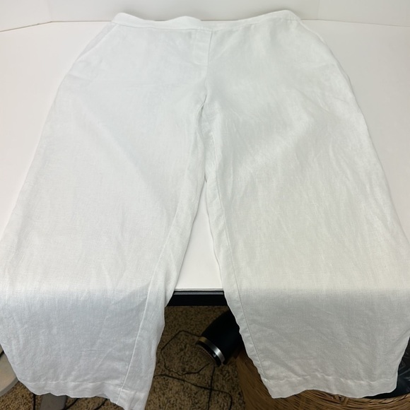 Chico’s White 100% Linen Pull On Pants Size 1 High Waist Tapered Leg - Picture 4 of 14